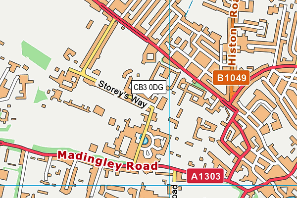 CB3 0DG map - OS VectorMap District (Ordnance Survey)