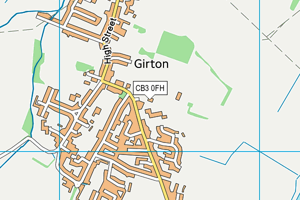 Girton Recreation Ground map (CB3 0FH) - OS VectorMap District (Ordnance Survey)