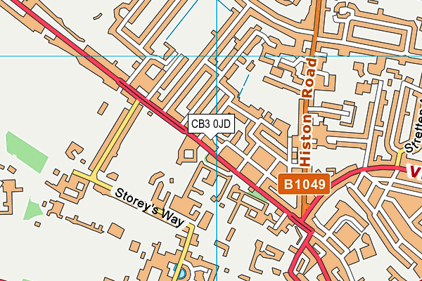 CB3 0JD map - OS VectorMap District (Ordnance Survey)