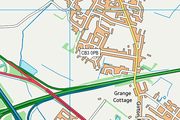 CB3 0PB map - OS VectorMap District (Ordnance Survey)