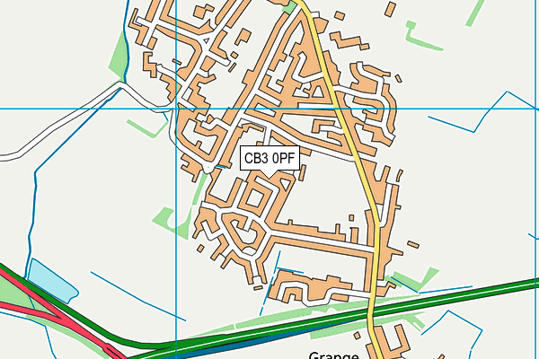 CB3 0PF map - OS VectorMap District (Ordnance Survey)