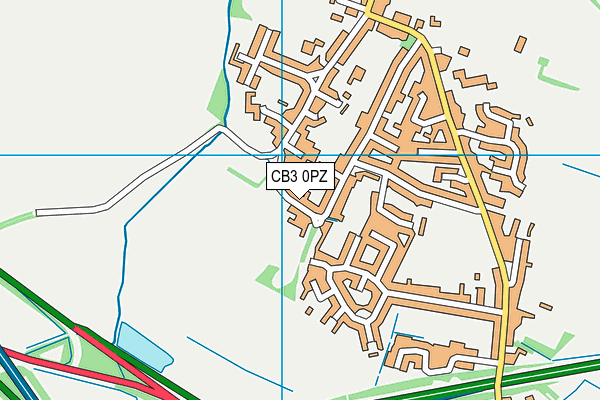CB3 0PZ map - OS VectorMap District (Ordnance Survey)
