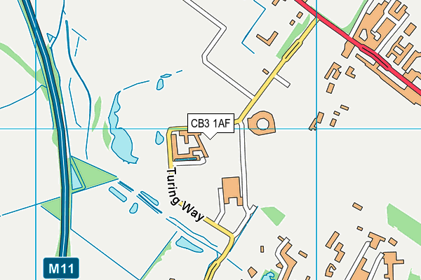 CB3 1AF map - OS VectorMap District (Ordnance Survey)