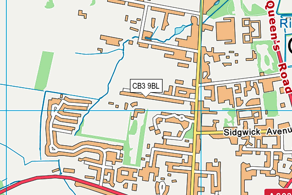 Trinity College Playing Field map (CB3 9BL) - OS VectorMap District (Ordnance Survey)