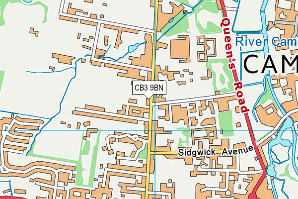 Cambridge University Rugby Union Football Club map (CB3 9BN) - OS VectorMap District (Ordnance Survey)