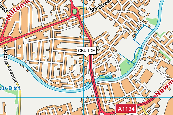 CB4 1DE map - OS VectorMap District (Ordnance Survey)