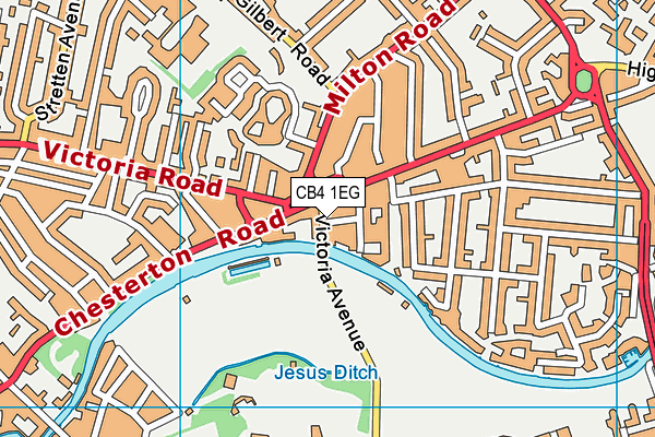Jesus Green map (CB4 1EG) - OS VectorMap District (Ordnance Survey)