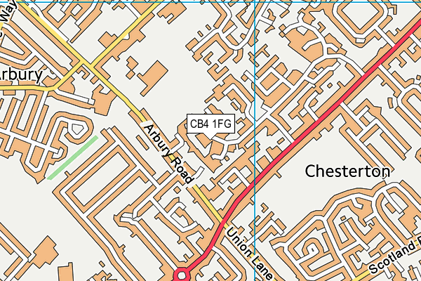 CB4 1FG map - OS VectorMap District (Ordnance Survey)