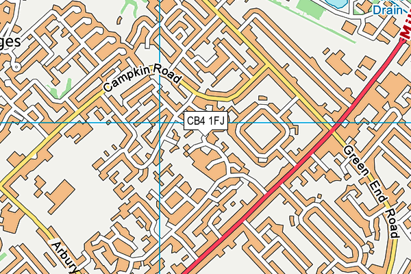 CB4 1FJ map - OS VectorMap District (Ordnance Survey)