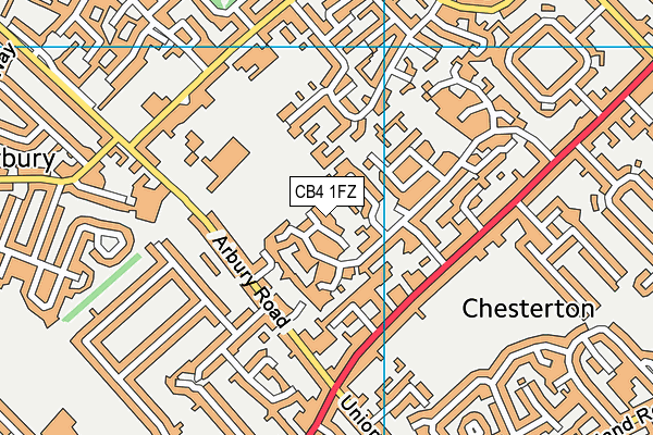 CB4 1FZ map - OS VectorMap District (Ordnance Survey)