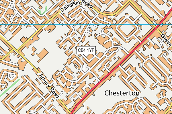 CB4 1YF map - OS VectorMap District (Ordnance Survey)