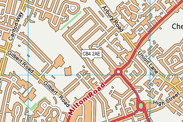 CB4 2AE map - OS VectorMap District (Ordnance Survey)