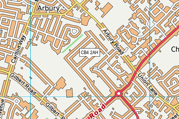 CB4 2AH map - OS VectorMap District (Ordnance Survey)