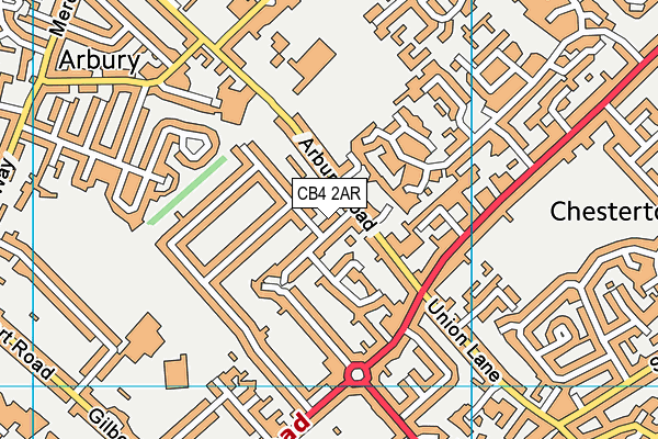 CB4 2AR map - OS VectorMap District (Ordnance Survey)