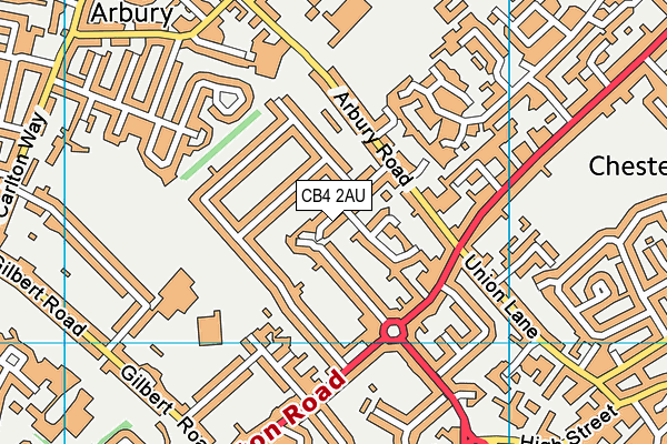CB4 2AU map - OS VectorMap District (Ordnance Survey)