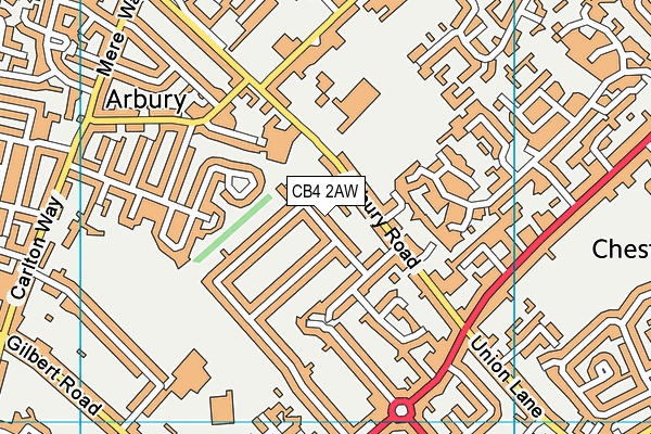 CB4 2AW map - OS VectorMap District (Ordnance Survey)