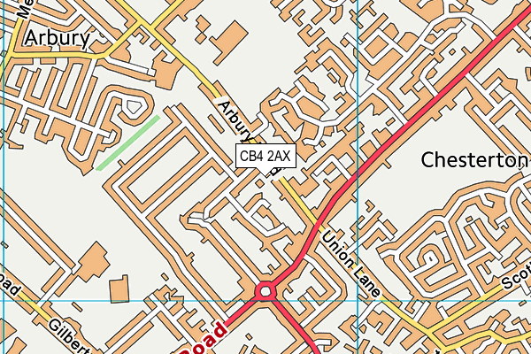 CB4 2AX map - OS VectorMap District (Ordnance Survey)