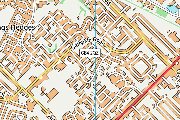 CB4 2QZ map - OS VectorMap District (Ordnance Survey)