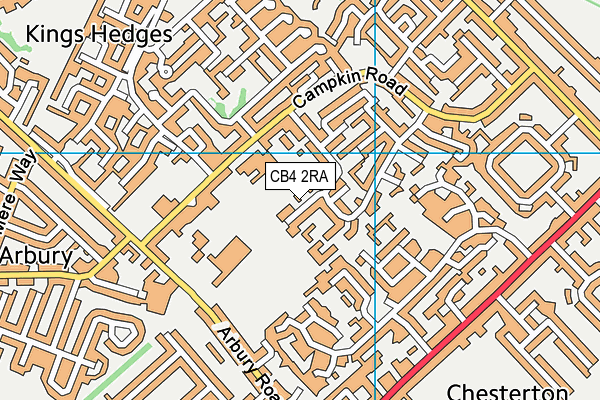 CB4 2RA map - OS VectorMap District (Ordnance Survey)