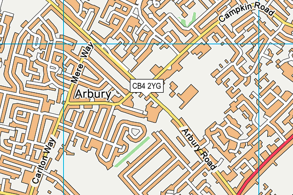 CB4 2YG map - OS VectorMap District (Ordnance Survey)
