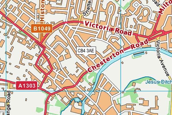 CB4 3AE map - OS VectorMap District (Ordnance Survey)