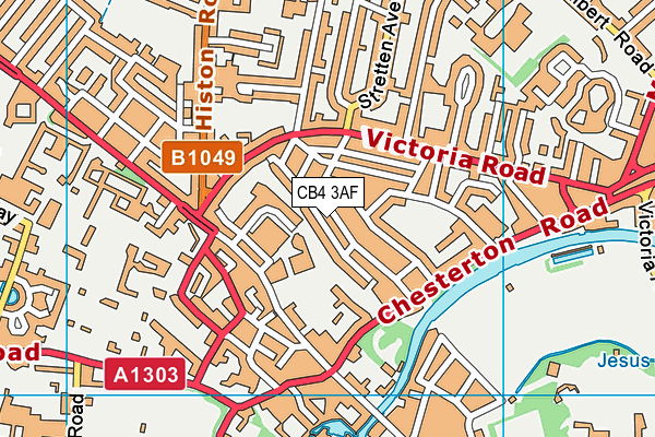 CB4 3AF map - OS VectorMap District (Ordnance Survey)