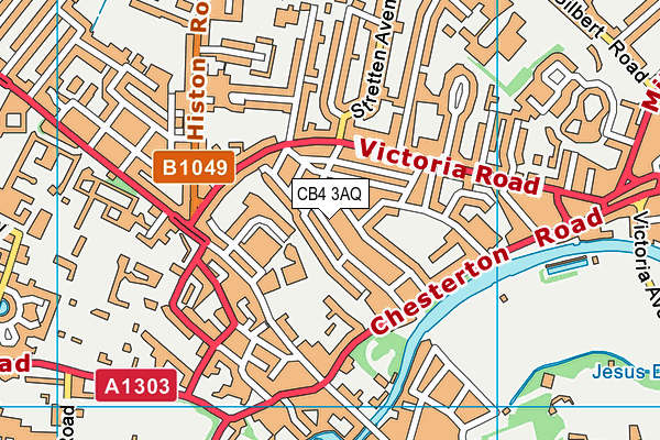 CB4 3AQ map - OS VectorMap District (Ordnance Survey)