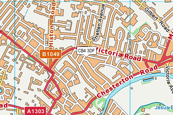CB4 3DF map - OS VectorMap District (Ordnance Survey)