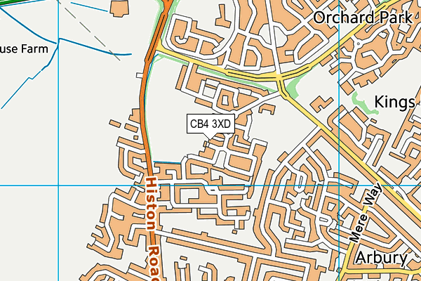 CB4 3XD map - OS VectorMap District (Ordnance Survey)