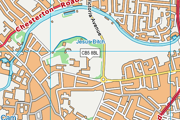Jesus College map (CB5 8BL) - OS VectorMap District (Ordnance Survey)