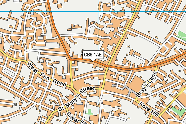 CB6 1AE map - OS VectorMap District (Ordnance Survey)