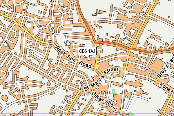 CB6 1AJ map - OS VectorMap District (Ordnance Survey)
