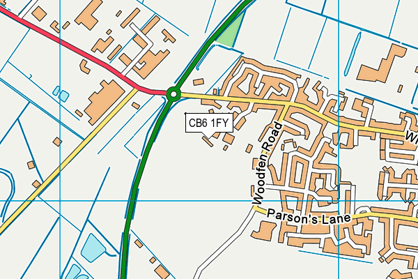CB6 1FY map - OS VectorMap District (Ordnance Survey)