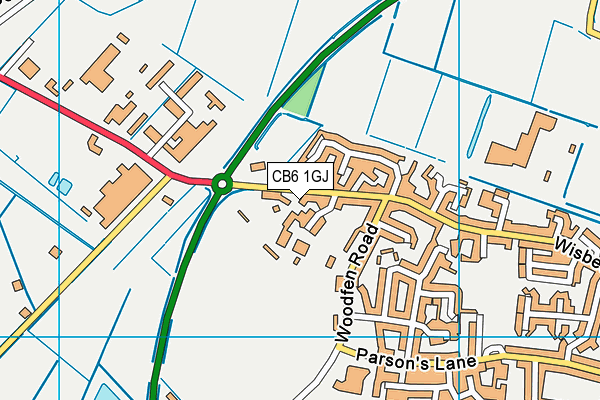 CB6 1GJ map - OS VectorMap District (Ordnance Survey)