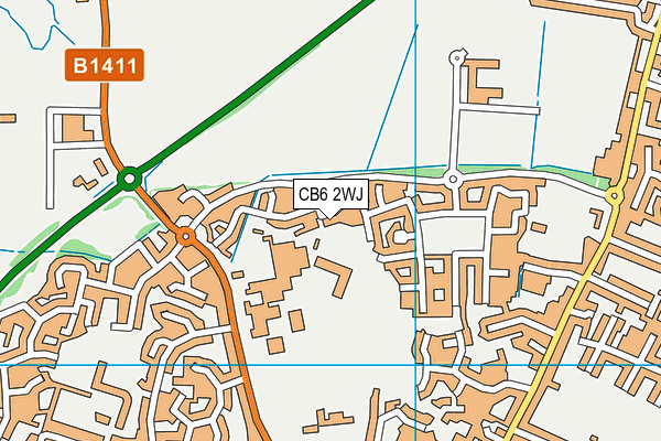 CB6 2WJ map - OS VectorMap District (Ordnance Survey)
