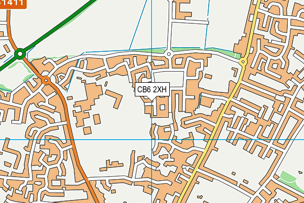 CB6 2XH map - OS VectorMap District (Ordnance Survey)