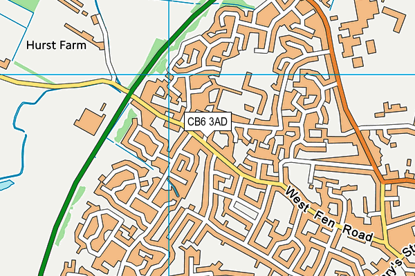 CB6 3AD map - OS VectorMap District (Ordnance Survey)