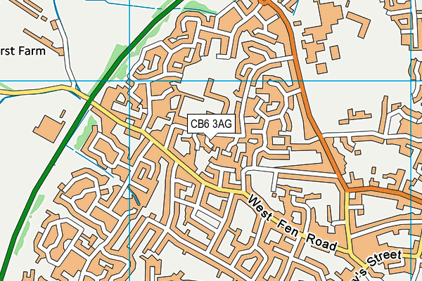 CB6 3AG map - OS VectorMap District (Ordnance Survey)