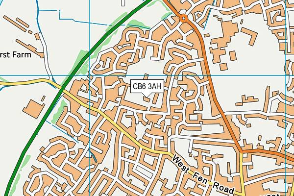 CB6 3AH map - OS VectorMap District (Ordnance Survey)