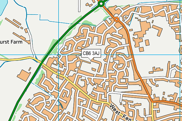 CB6 3AJ map - OS VectorMap District (Ordnance Survey)