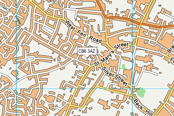 CB6 3AZ map - OS VectorMap District (Ordnance Survey)