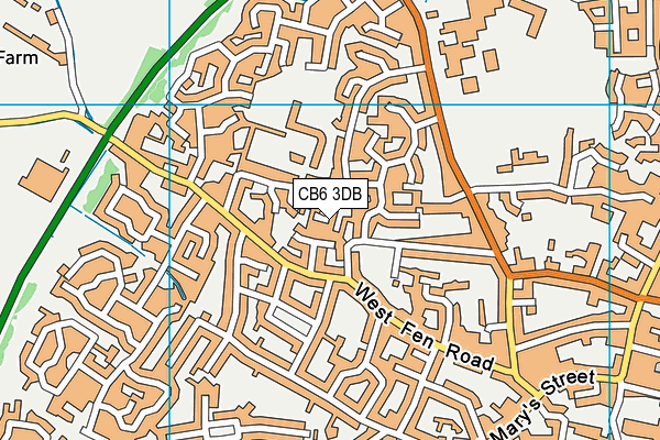 CB6 3DB map - OS VectorMap District (Ordnance Survey)