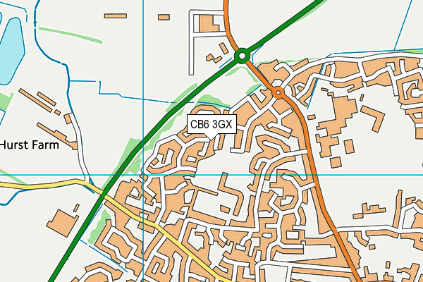 CB6 3GX map - OS VectorMap District (Ordnance Survey)