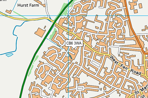 CB6 3WA map - OS VectorMap District (Ordnance Survey)