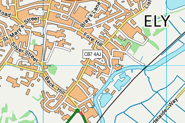 CB7 4AJ map - OS VectorMap District (Ordnance Survey)