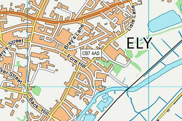 CB7 4AS map - OS VectorMap District (Ordnance Survey)