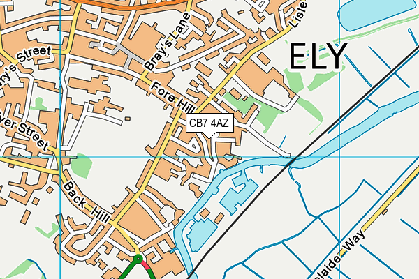 CB7 4AZ map - OS VectorMap District (Ordnance Survey)