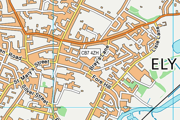 CB7 4ZH map - OS VectorMap District (Ordnance Survey)