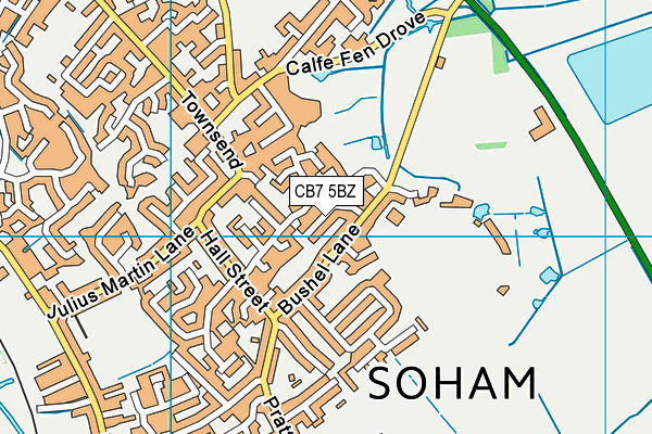 CB7 5BZ map - OS VectorMap District (Ordnance Survey)