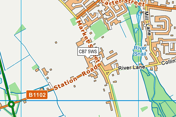 CB7 5WS map - OS VectorMap District (Ordnance Survey)